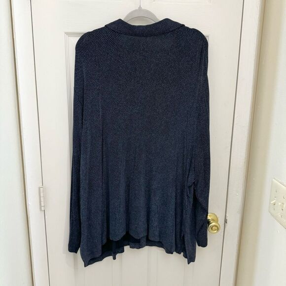 Vicki Vi Classic Button Down Navy Blue Slinky Size 3X Dots Tunic Artsy - Picture 2 of 5